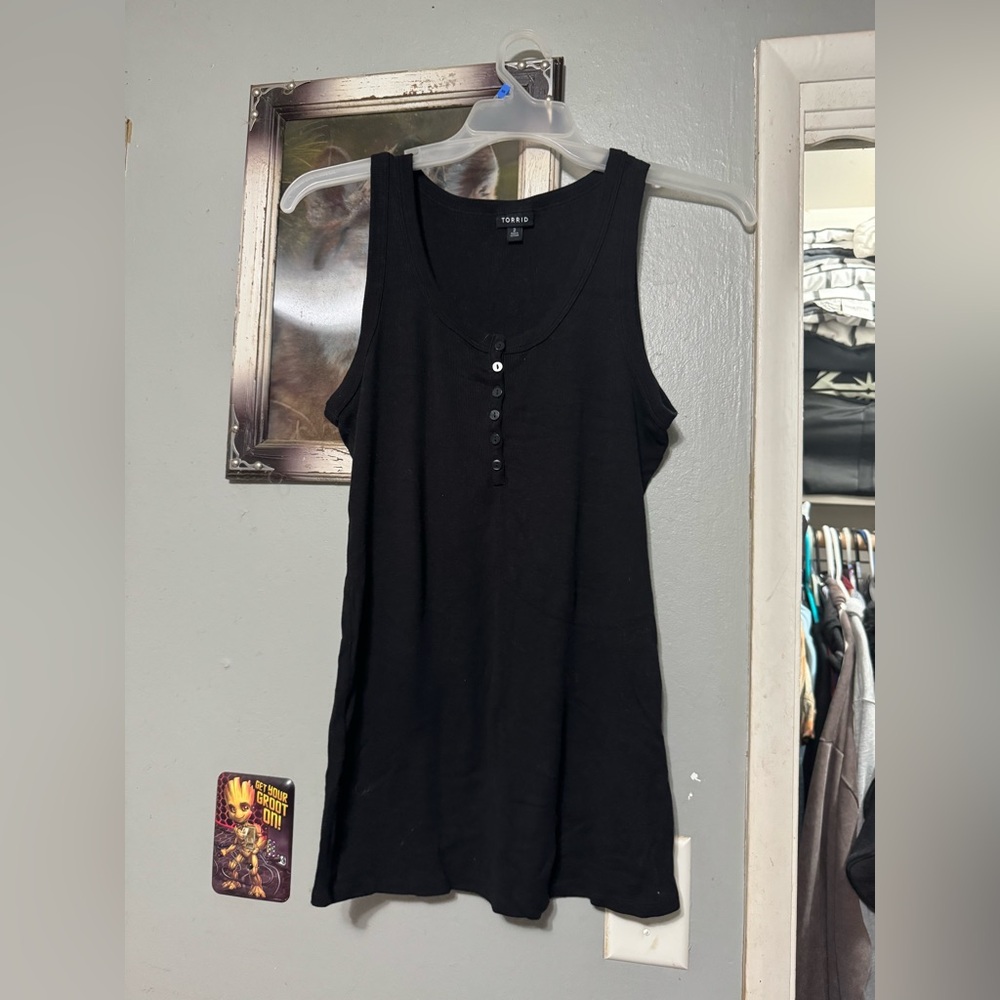 Torrid Black Button-Front Tank Top